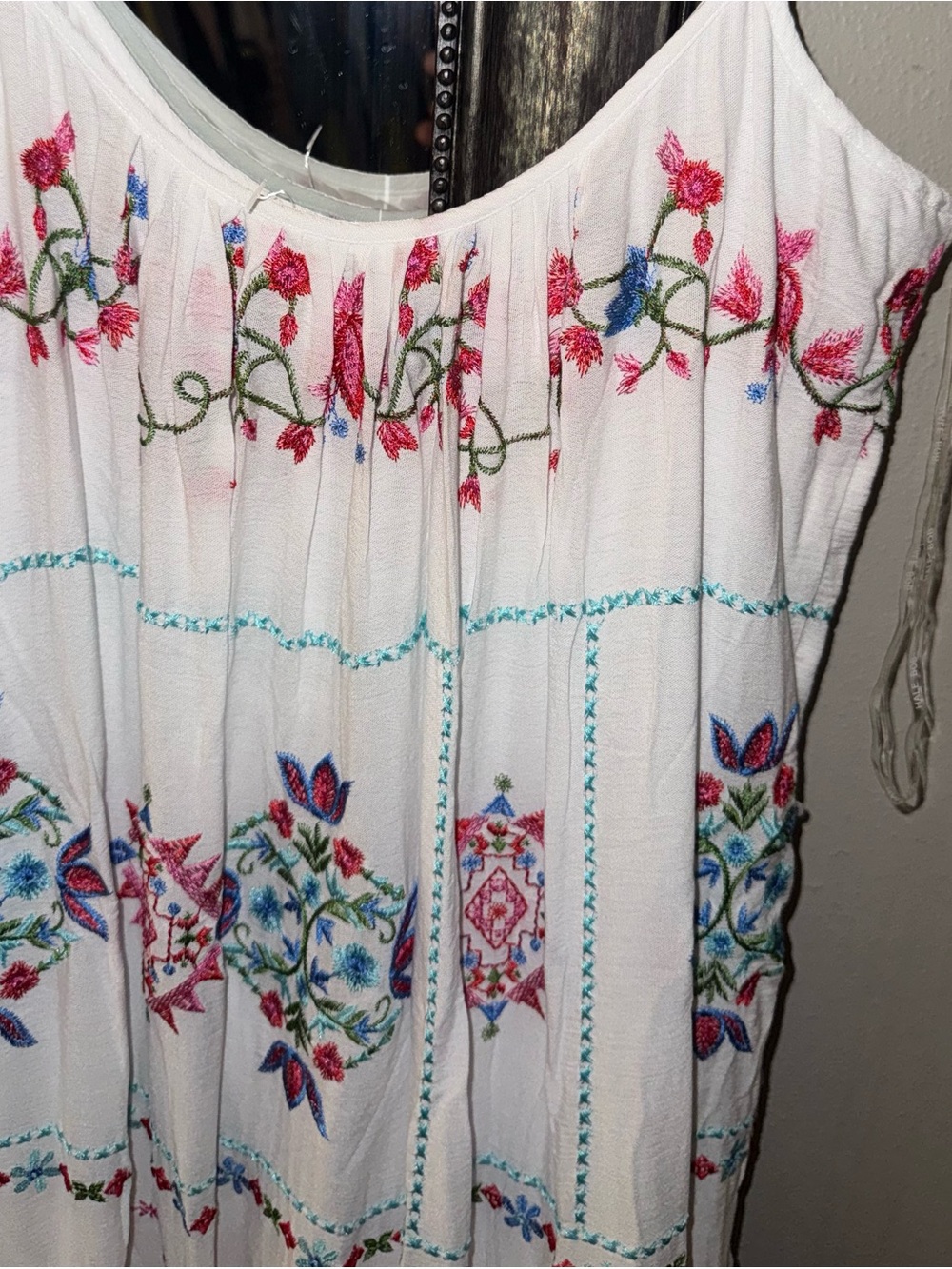 Hale Bob White Maxi Dress with Pink & Blue Embroidery - Picture 10 of 13